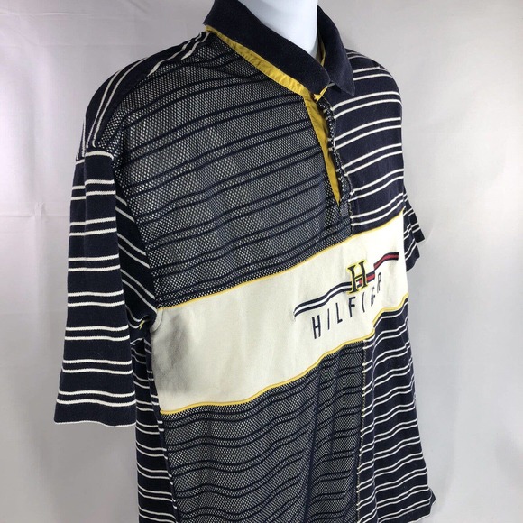 Vintage Tommy Hilfiger Rare Polo Striped XL Early 2000s Y2K Short Sleeve Tee - Picture 4 of 12